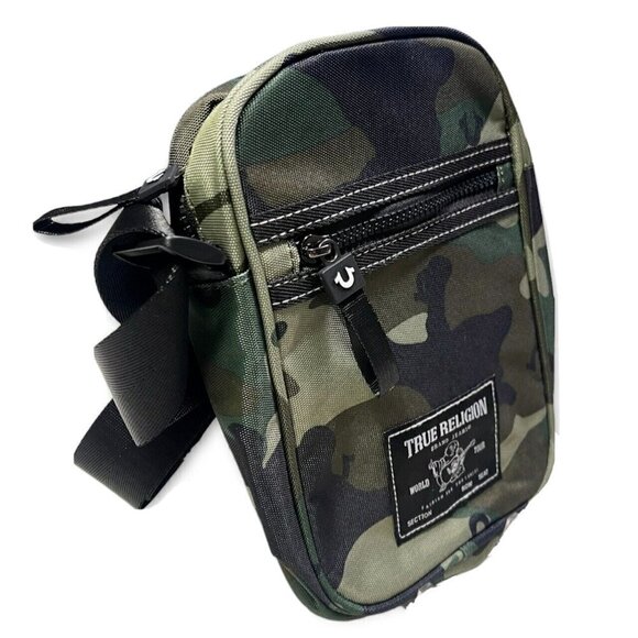True Religion Crossbody Bag Camo Signature Woven Frank Concert Ticket Patch New - Picture 5 of 7